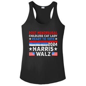 Postmenopausal Childless Cat Lady Ready To Vote Harris Walz Ladies PosiCharge Competitor Racerback Tank