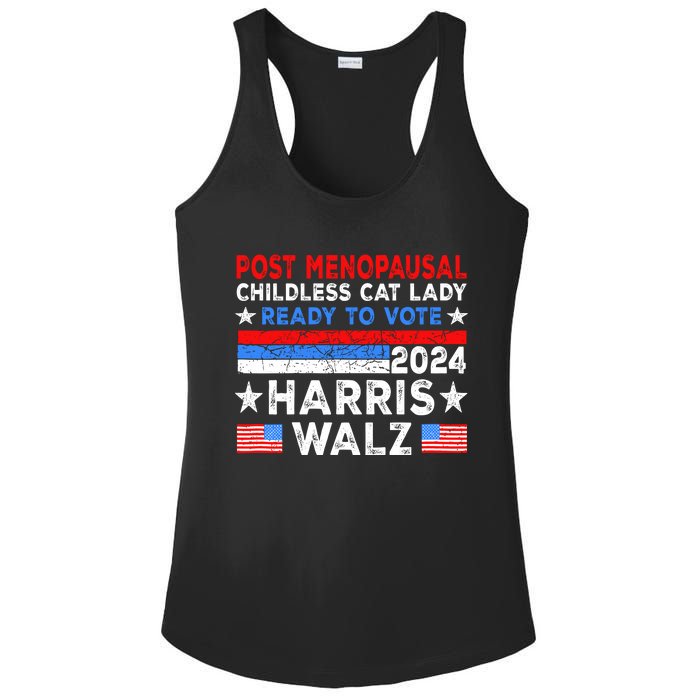 Postmenopausal Childless Cat Lady Ready To Vote Harris Walz Ladies PosiCharge Competitor Racerback Tank