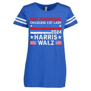 Postmenopausal Childless Cat Lady Ready To Vote Harris Walz Enza Ladies Jersey Football T-Shirt