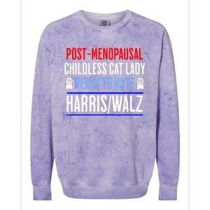 Postmenopausal Childless Cat Lady Ready To Vote Kamala Colorblast Crewneck Sweatshirt