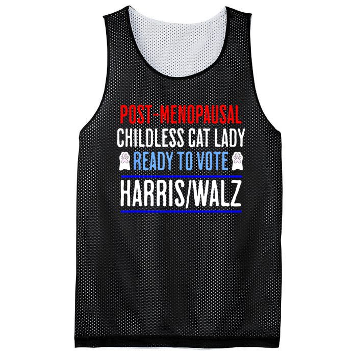 Postmenopausal Childless Cat Lady Ready To Vote Kamala Mesh Reversible Basketball Jersey Tank