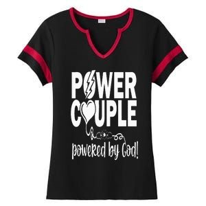 Power Couple Christian Couples Matching Valentines Day Ladies Halftime Notch Neck Tee