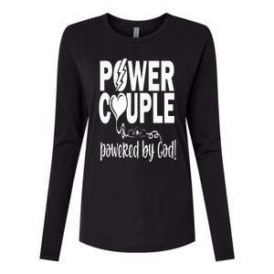 Power Couple Christian Couples Matching Valentines Day Womens Cotton Relaxed Long Sleeve T-Shirt