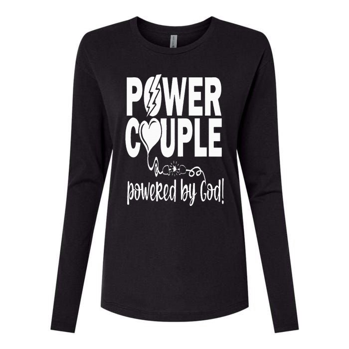 Power Couple Christian Couples Matching Valentines Day Womens Cotton Relaxed Long Sleeve T-Shirt