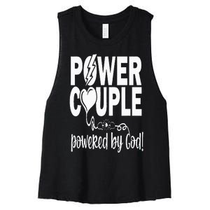 Power Couple Christian Couples Matching Valentines Day Women's Racerback Cropped Tank