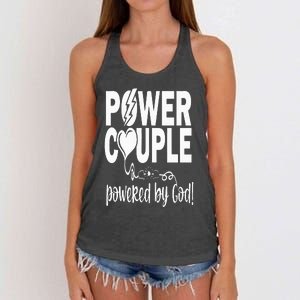 Power Couple Christian Couples Matching Valentines Day Women's Knotted Racerback Tank