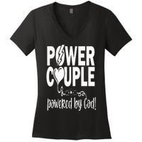 Power Couple Christian Couples Matching Valentines Day Women's V-Neck T-Shirt