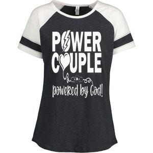 Power Couple Christian Couples Matching Valentines Day Enza Ladies Jersey Colorblock Tee