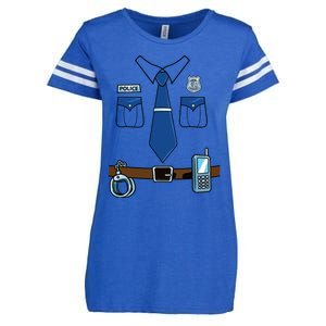 Police Costume Cop Uniform Officer Halloween Enza Ladies Jersey Football T-Shirt