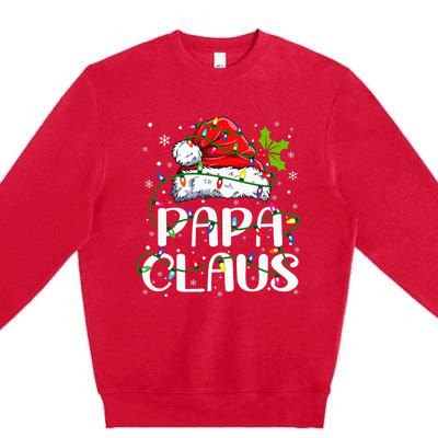 Papa Claus Christmas Lights Pajama Family Matching Premium Crewneck Sweatshirt