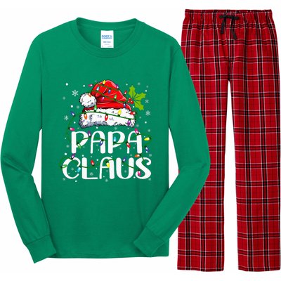 Papa Claus Christmas Lights Pajama Family Matching Long Sleeve Pajama Set