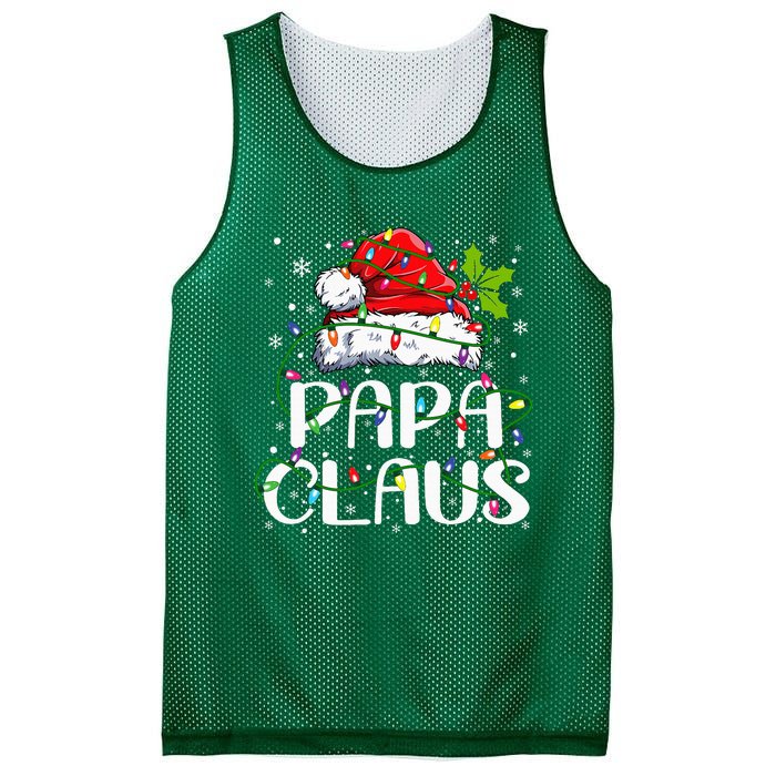 Papa Claus Christmas Lights Pajama Family Matching Mesh Reversible Basketball Jersey Tank