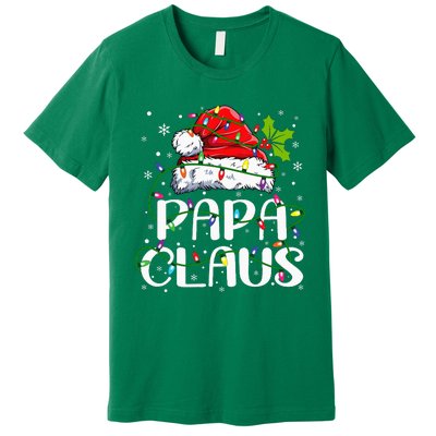 Papa Claus Christmas Lights Pajama Family Matching Premium T-Shirt