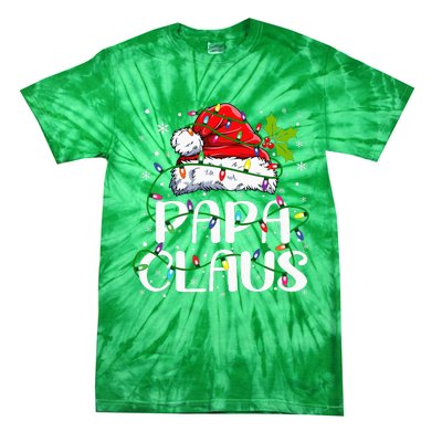 Papa Claus Christmas Lights Pajama Family Matching Tie-Dye T-Shirt