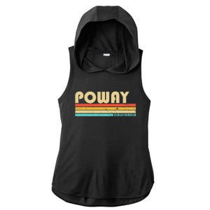 Poway Ca California Funny City Home Roots Retro 70s 80s Ladies PosiCharge Tri-Blend Wicking Draft Hoodie Tank