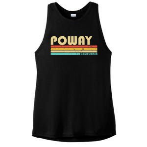 Poway Ca California Funny City Home Roots Retro 70s 80s Ladies PosiCharge Tri-Blend Wicking Tank