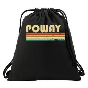 Poway Ca California Funny City Home Roots Retro 70s 80s Drawstring Bag