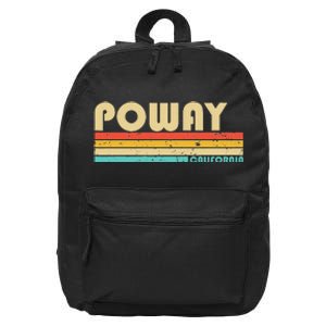 Poway Ca California Funny City Home Roots Retro 70s 80s 16 in Basic Backpack