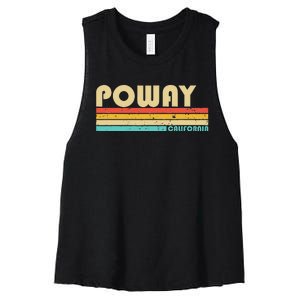 Poway Ca California Funny City Home Roots Retro 70s 80s Women's Racerback Cropped Tank