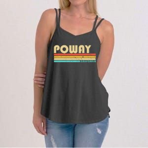 Poway Ca California Funny City Home Roots Retro 70s 80s Women's Strappy Tank