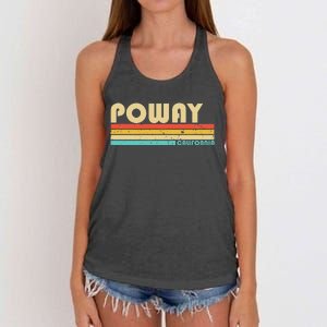 Poway Ca California Funny City Home Roots Retro 70s 80s Women's Knotted Racerback Tank