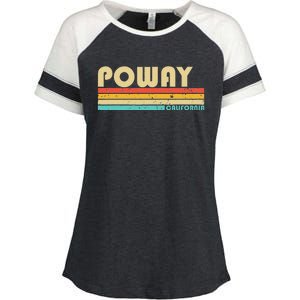 Poway Ca California Funny City Home Roots Retro 70s 80s Enza Ladies Jersey Colorblock Tee