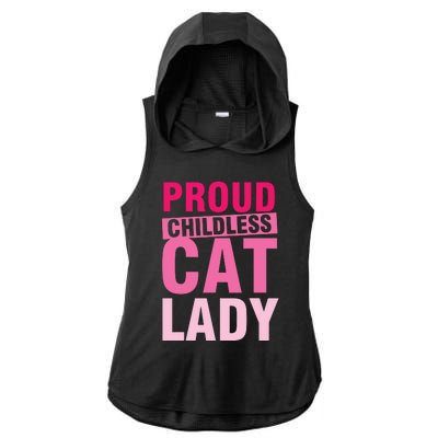 Proud Childless Cat Lady Vintage Design Ladies PosiCharge Tri-Blend Wicking Draft Hoodie Tank