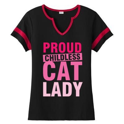 Proud Childless Cat Lady Vintage Design Ladies Halftime Notch Neck Tee