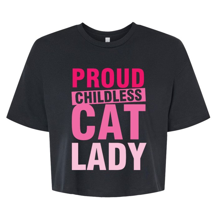 Proud Childless Cat Lady Vintage Design Bella+Canvas Jersey Crop Tee