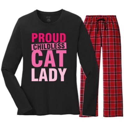 Proud Childless Cat Lady Vintage Design Women's Long Sleeve Flannel Pajama Set 