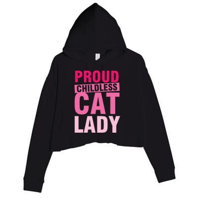 Proud Childless Cat Lady Vintage Design Crop Fleece Hoodie