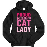 Proud Childless Cat Lady Vintage Design Tie Dye Hoodie