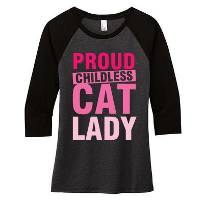 Proud Childless Cat Lady Vintage Design Women's Tri-Blend 3/4-Sleeve Raglan Shirt