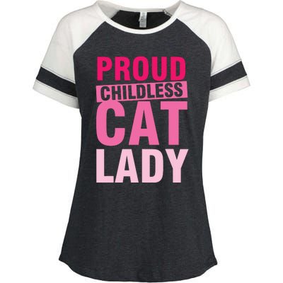 Proud Childless Cat Lady Vintage Design Enza Ladies Jersey Colorblock Tee