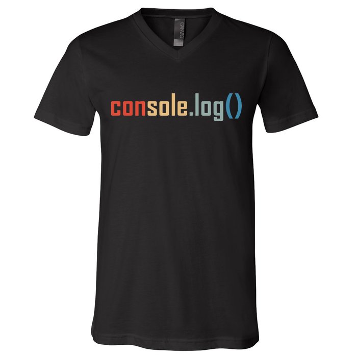 Programming Code Console Log Javascript Debugging Programmer V-Neck T-Shirt