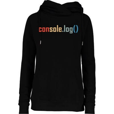 Programming Code Console Log Javascript Debugging Programmer Womens Funnel Neck Pullover Hood