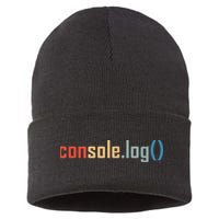 Programming Code Console Log Javascript Debugging Programmer Sustainable Knit Beanie
