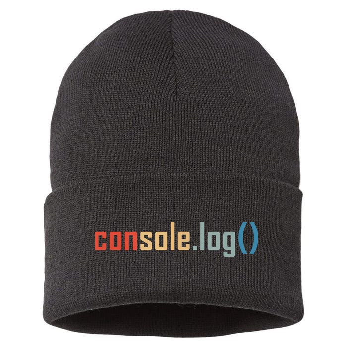 Programming Code Console Log Javascript Debugging Programmer Sustainable Knit Beanie