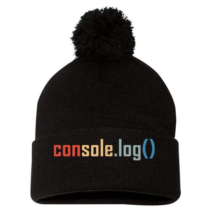 Programming Code Console Log Javascript Debugging Programmer Pom Pom 12in Knit Beanie