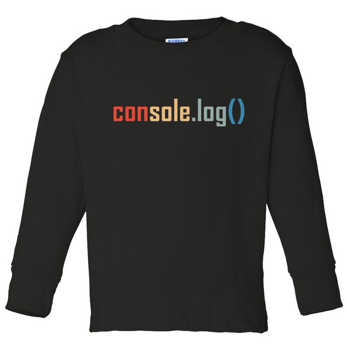 Programming Code Console Log Javascript Debugging Programmer Toddler Long Sleeve Shirt