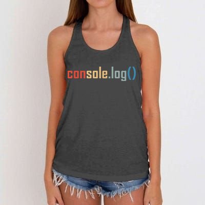 Programming Code Console Log Javascript Debugging Programmer Women's Knotted Racerback Tank