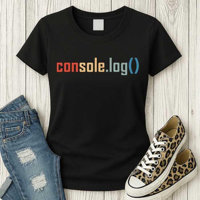 Programming Code Console Log Javascript Debugging Programmer Womens T-Shirt