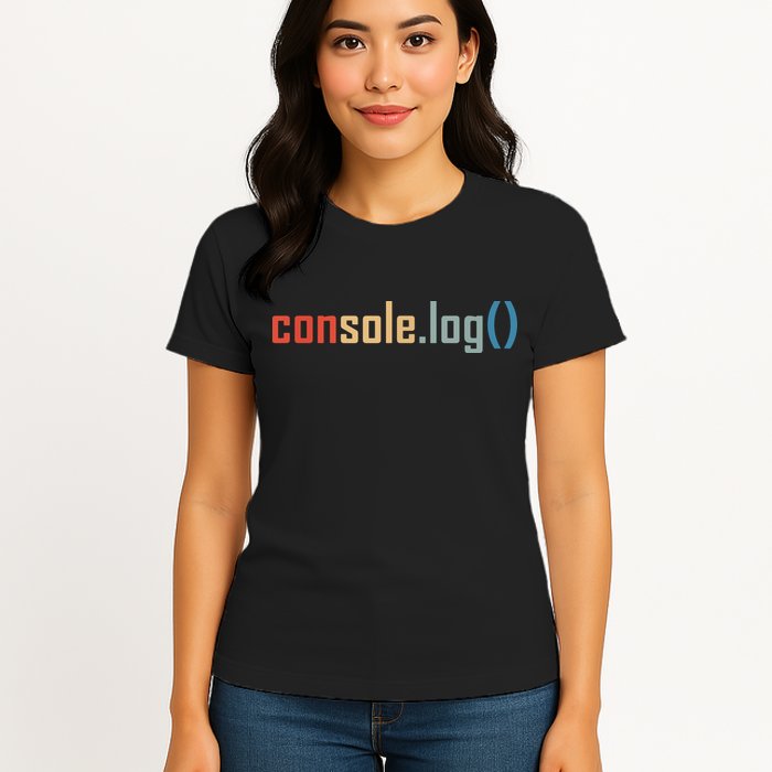 Programming Code Console Log Javascript Debugging Programmer Womens T-Shirt