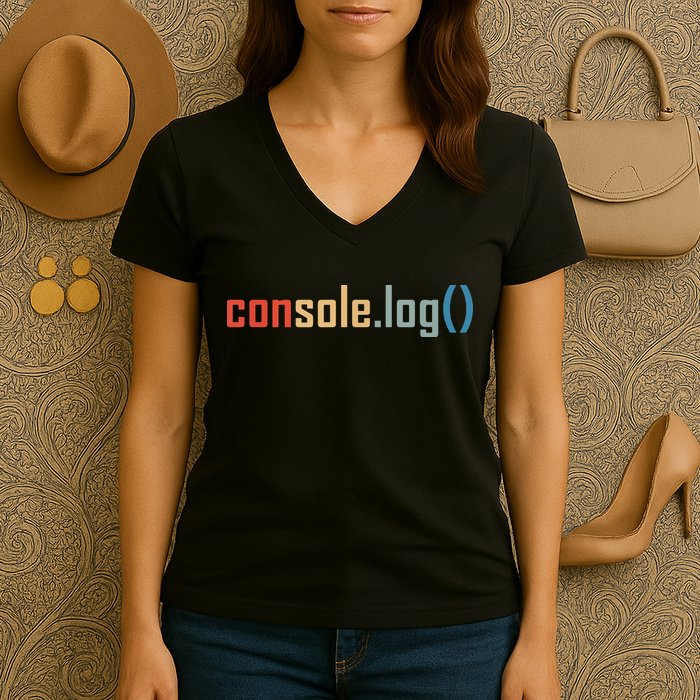 Programming Code Console Log Javascript Debugging Programmer Women's V-Neck T-Shirt