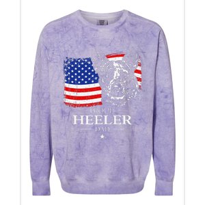 Proud Cattle Dog Heeler Dad American Flag Patriotic Dog Gift Colorblast Crewneck Sweatshirt