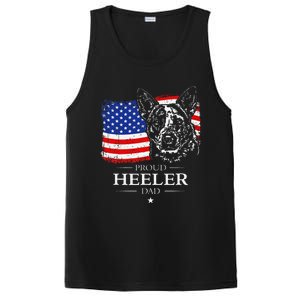 Proud Cattle Dog Heeler Dad American Flag Patriotic Dog Gift PosiCharge Competitor Tank