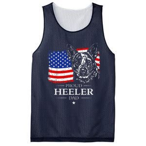 Proud Cattle Dog Heeler Dad American Flag Patriotic Dog Gift Mesh Reversible Basketball Jersey Tank