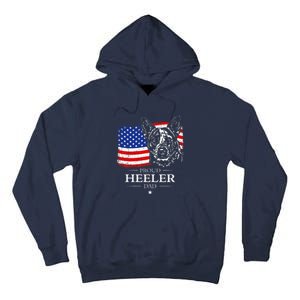 Proud Cattle Dog Heeler Dad American Flag Patriotic Dog Gift Tall Hoodie