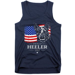 Proud Cattle Dog Heeler Dad American Flag Patriotic Dog Gift Tank Top