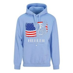 Proud Cattle Dog Heeler Dad American Flag Patriotic Dog Gift Unisex Surf Hoodie